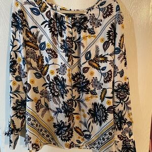 Liz Claiborne Career - Black, Cream and Yellow Floral Blouse